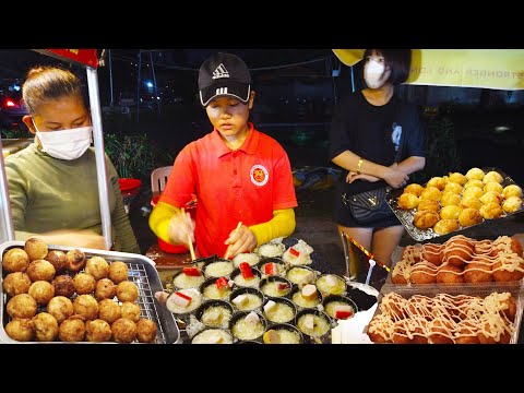 Japanese Rice Cakes With Hot Dog, Crab Meat, And Octopus - Night Street Food At Pipup thmei Chamkar
