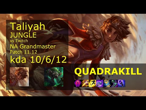 Taliyah Jungle vs Twitch - NA Grandmaster 10/6/12 Patch 11.12 Gameplay