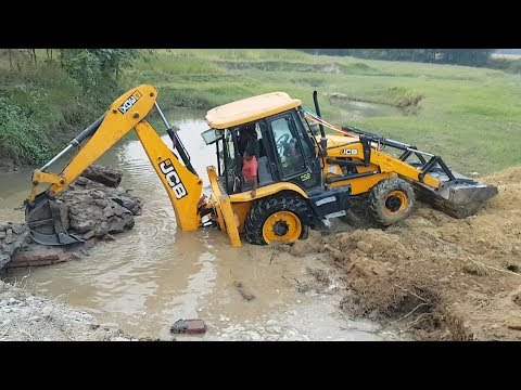 JCB Dozer Breaking Bridge Wall - JCB Working For New Bridge Construction - Dozer Video 7
