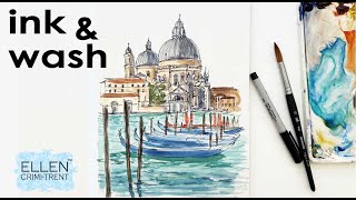 Ink and Wash Watercolor Venice