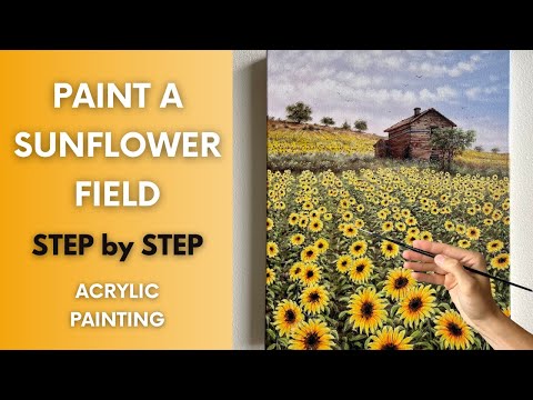 Sunflower Field STEP by STEP Acrylic Painting Tutorial