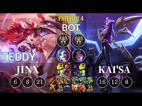 T1 Teddy Jinx vs Kai'Sa Bot - KR Patch 11.4