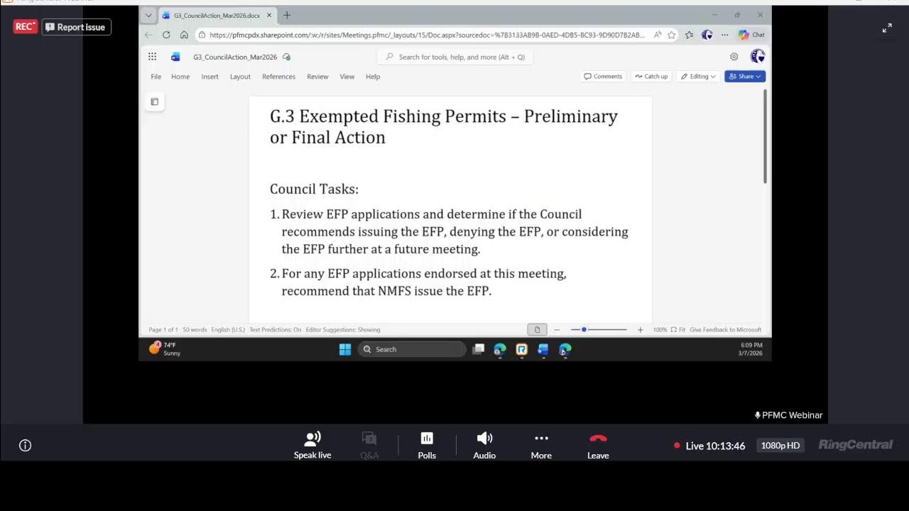 March 2026 PFMC Council Meeting  03/07/26