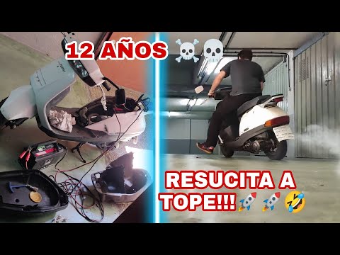 RESCATO MOTO PARADA 12 AÑOS☠️ CÓMO ARRANCAR Y PRUEBA A FUEGO🚀😂 SCOOTER HONDA YUPY 90 2T