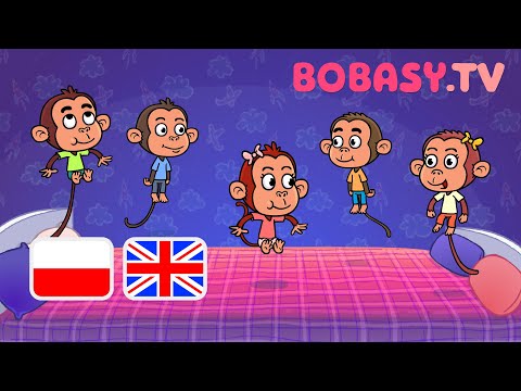 5 Malutkich Małpek Po Łóżku Skakało - Piosenka Dla Dzieci Po POLSKU i Po ANGIELSKU
