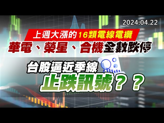 20240422《股市最錢線》#高閔漳 “上週大漲的16類電線電纜，華電、榮星、合機全數跌停””台股逼近季線，止跌訊號？？”