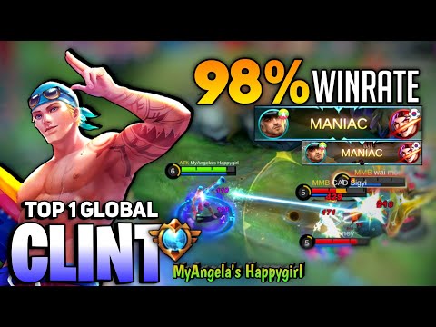 2X MANIAC 98% WINRATE! Jungle Clint [Top 1 Global Clint Best Build 2021] MyAngela`s Happygirl - MLBB