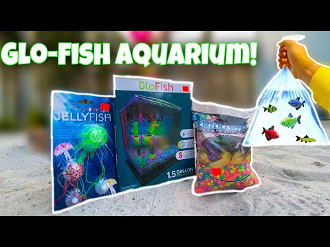 NEW MINI GLO-FISH AQUARIUM SETUP!!