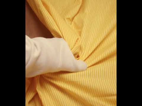 Stripe Canary Yellow & White Pure Cotton 69 GSM Handwoven Fabric — video
