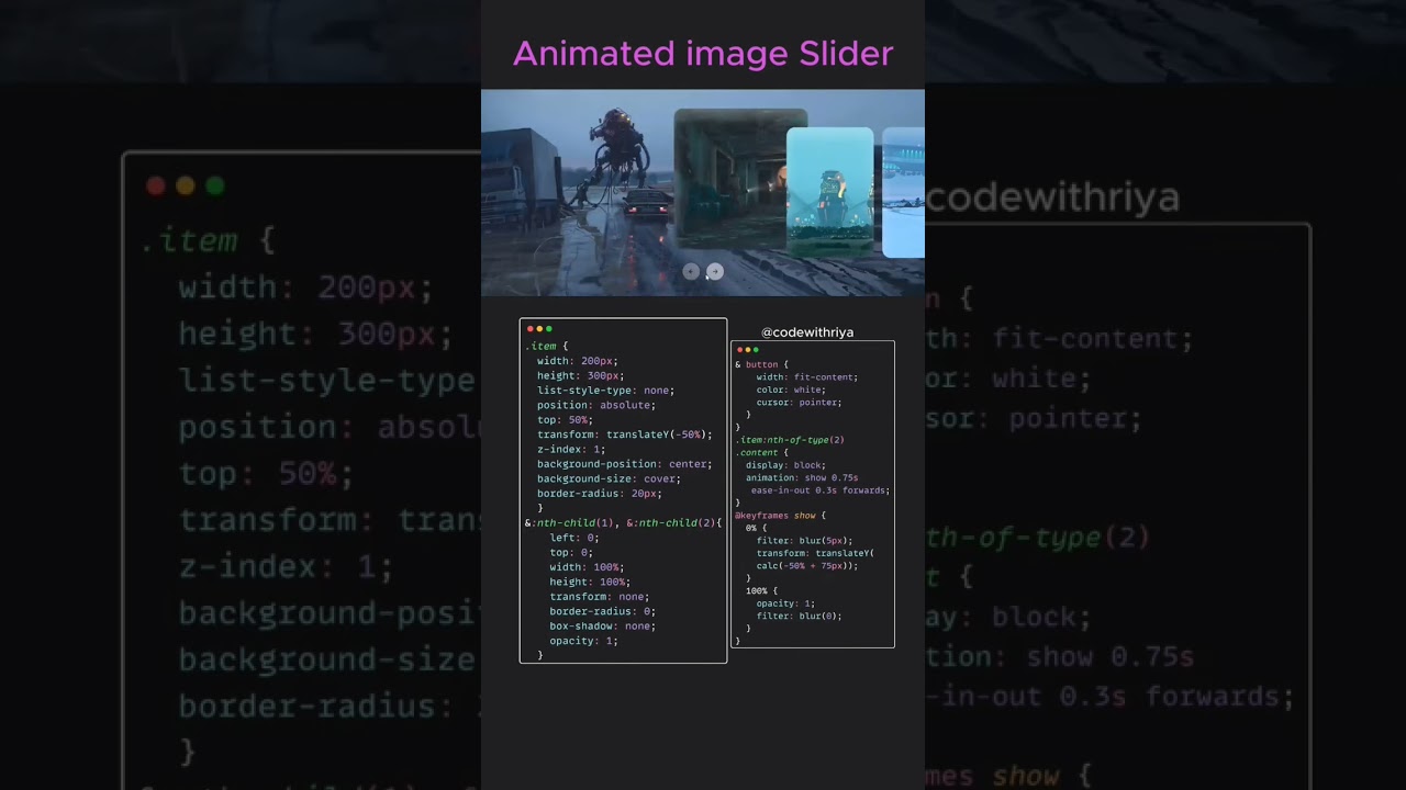 image gallery slider project using Html css js, image slide effect projects html css javascript #css