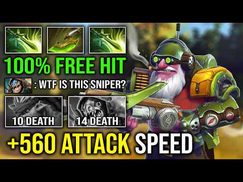 WTF +560 ATTACK SPEED Max Agility Double Butterfly 100% Free Hit Knockback Counter Sniper Dota 2
