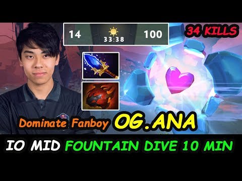 OG Ana - [IO] MIDLANE Fountain Dive 10 MIN Talk with Fanboy Dota 2 7.22 pro Gameplay