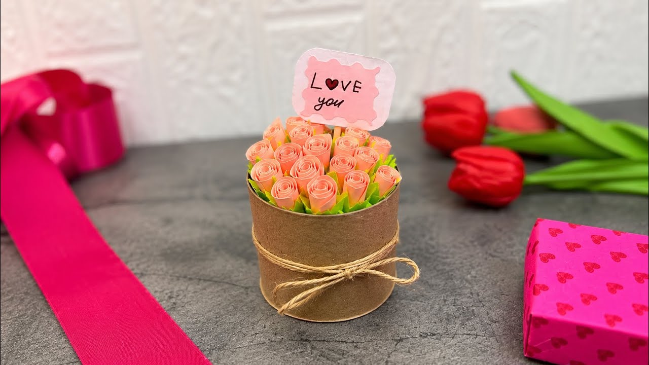  Cute Mini Paper Rose Bouquet Tutorial 🌸 Easy Paper Craft
