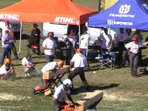 Chainsaw Speed cutting nationals 2011 Bronson Gunter vs Marius Taljaard