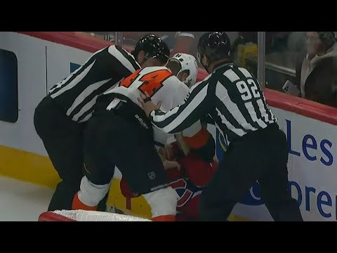 Florian Xhekaj Drops 🥊 Gloves 🥊 With Nicolas Deslauriers