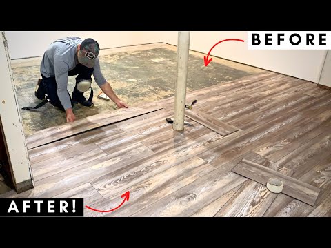 LVP Flooring Installation (How to Install Luxury Vinyl Plank Flooring in a Basement - DIY)