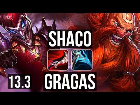 SHACO vs GRAGAS (JNG) | 9/0/6, 4.0M mastery, 1200+ games, Rank 8 Shaco, Legendary | KR Master | 13.3