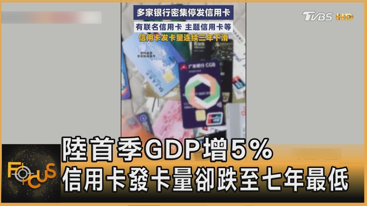陸首季GDP增5% 信用卡發卡量卻跌至七年最低