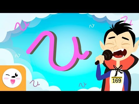 Letra V con caligrafía enlazada - El abecedario para niños