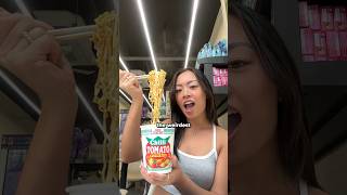 chili tomato noodles! trying weird cup noodle flavours at the korean convenience store #shorts