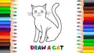 How to Draw a Cat? -- Coloring Pages || Drawing a Cat with Easy Steps