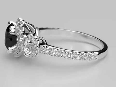 Solitaire natural black diamond ring