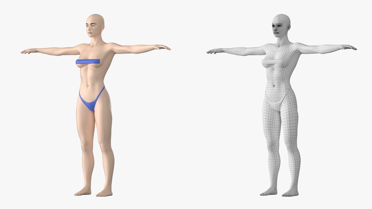 Malha Base Natural Feminina 01 T-Pose Modelo 3D