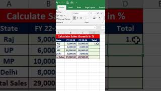 MS Excel Calculate Sales Growth in Percentage  #excel