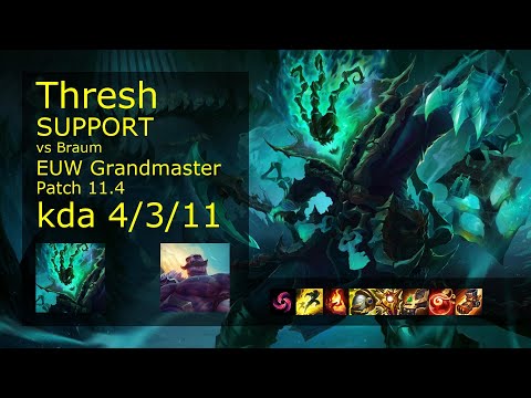 Thresh Support & Kai'Sa vs Braum & Aphelios - EUW Grandmaster 4/3/11 Patch 11.4 Gameplay