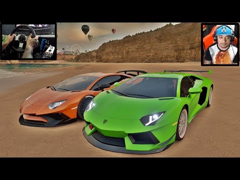 FH3 ONLINE - G27 - RACE IN GOLIATH WITH TWO LAMBORGHINI AVENTADORS - GOPRO