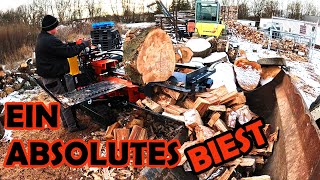 Der erste Test des Schichtholzspalters Rima LS37Pro mit Raupenfahrwerk