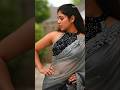 How To Style Like Yazhini ️ Beautiful Sheer Net Grey Saree With Black Halter Neck Blouse