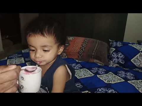 Cute Baby Warisha Eating Papa Hand Milk Ice Cream Hone Made