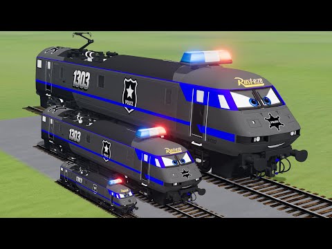 Big & Small Police Train Lightning Mcqueen vs Train Thomas | BeamNG.Drive