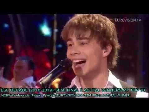 ESC Decade 2010-2019 Semi Final 2 Actual Winners My Top 10