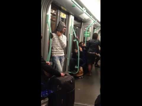 Happy feet guy on Geneva tram