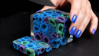 Satisfying ASMR Alien Coral Cubes Cutting #asmr #relaxing #asmrsounds #cuttingfruit #cuttingsoap