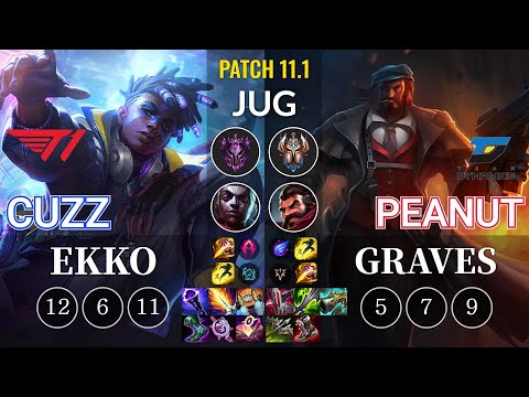 T1 Cuzz Ekko vs DYN Peanut Graves Jungle - KR Patch 11.1
