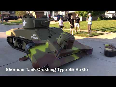 Sherman Tank Crushing Type 95 Ha-Go Tank