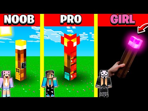 Minecraft Battle: TORCH HOUSE BUILD CHALLENGE - NOOB vs PRO vs GIRL / Animation