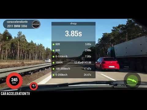 BMW 330d E90 Acceleration  0-100 / 100-200