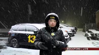 13 WREX's Samantha Soto warns drivers of snowy conditions in Rockford area Thursday night