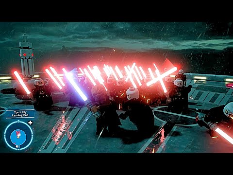 Plo Koon vs 50 Darth Vader's No Helmet on Kamino - LEGO Star Wars The Skywalker Saga Mod