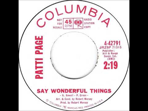 Say Wonderful Things ~ Patti Page (1963)