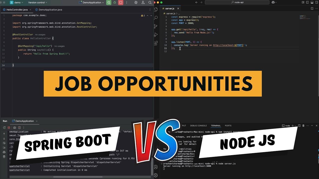 Spring Boot vs Node.js — Real Performance Comparison (2025) + Backend Job Insights | Job Demand