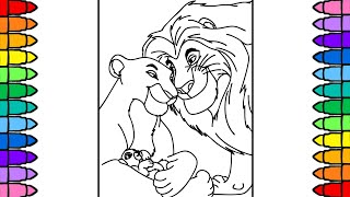 Coloring The Lion King Mufasa, Nala and Baby Simba Coloring Pages | Markers
