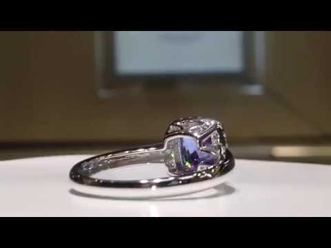 1.75 Carat Tanzanite & 0.25 carat Diamond ring set in 14K White Gold