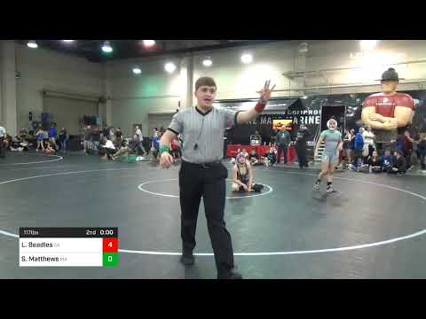 117 Lbs Consi Of 8 1 Lexy Beadles Team California Vs Sophia Matthews Team Massachusetts