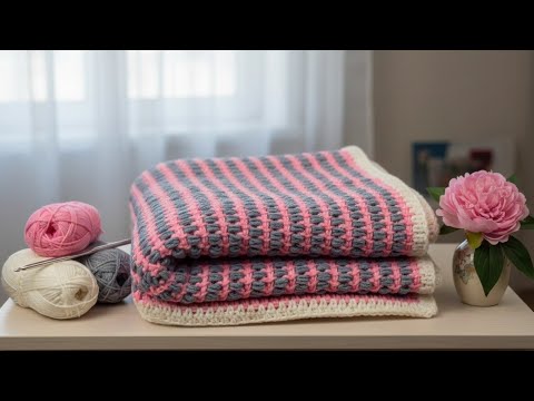 STOP Doing Basic Stitches! Try This Pink & Grey Tunisian Cluster Pattern 🤩