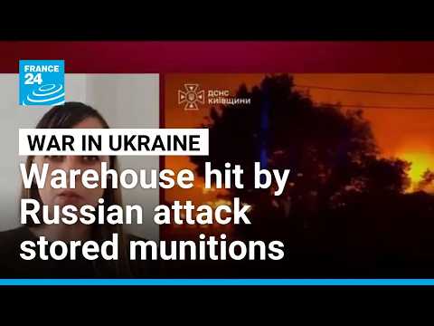 Warehouse hit by Russian attack stored munitions, Zelensky says